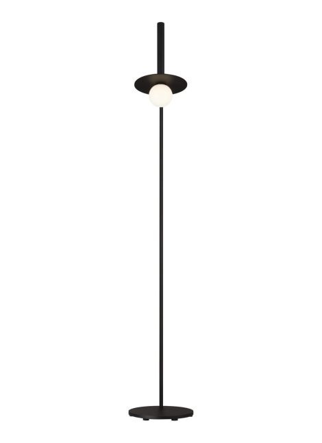 NODES Lampe de plancher fini noir mat avec verre blanc - 20'' Longueur - 10,5'' Largeur - 61,625'' Hauteur - 1 x 60W G9