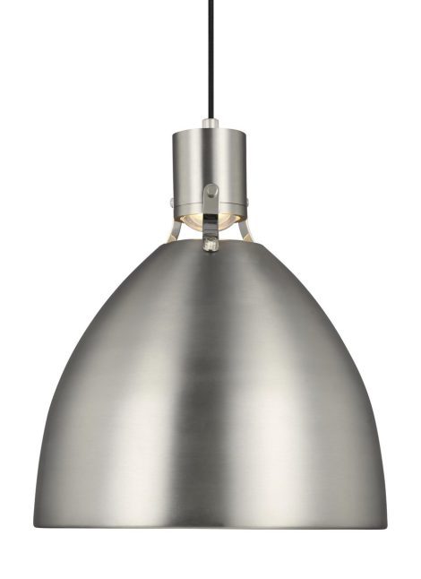 BRYNNE Luminaire suspendu LED fini nickel satiné - 16 1/2" Diamètre - 19" Hauteur - 1 x 14W 1000 Lumen 2700K
