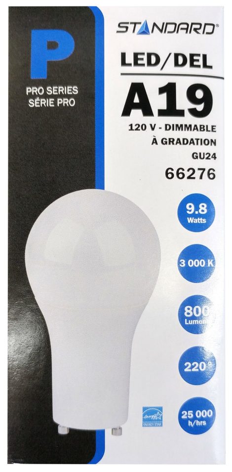 Ampoule DEL A19 Standard GU24/9.8W/3000K 66276
