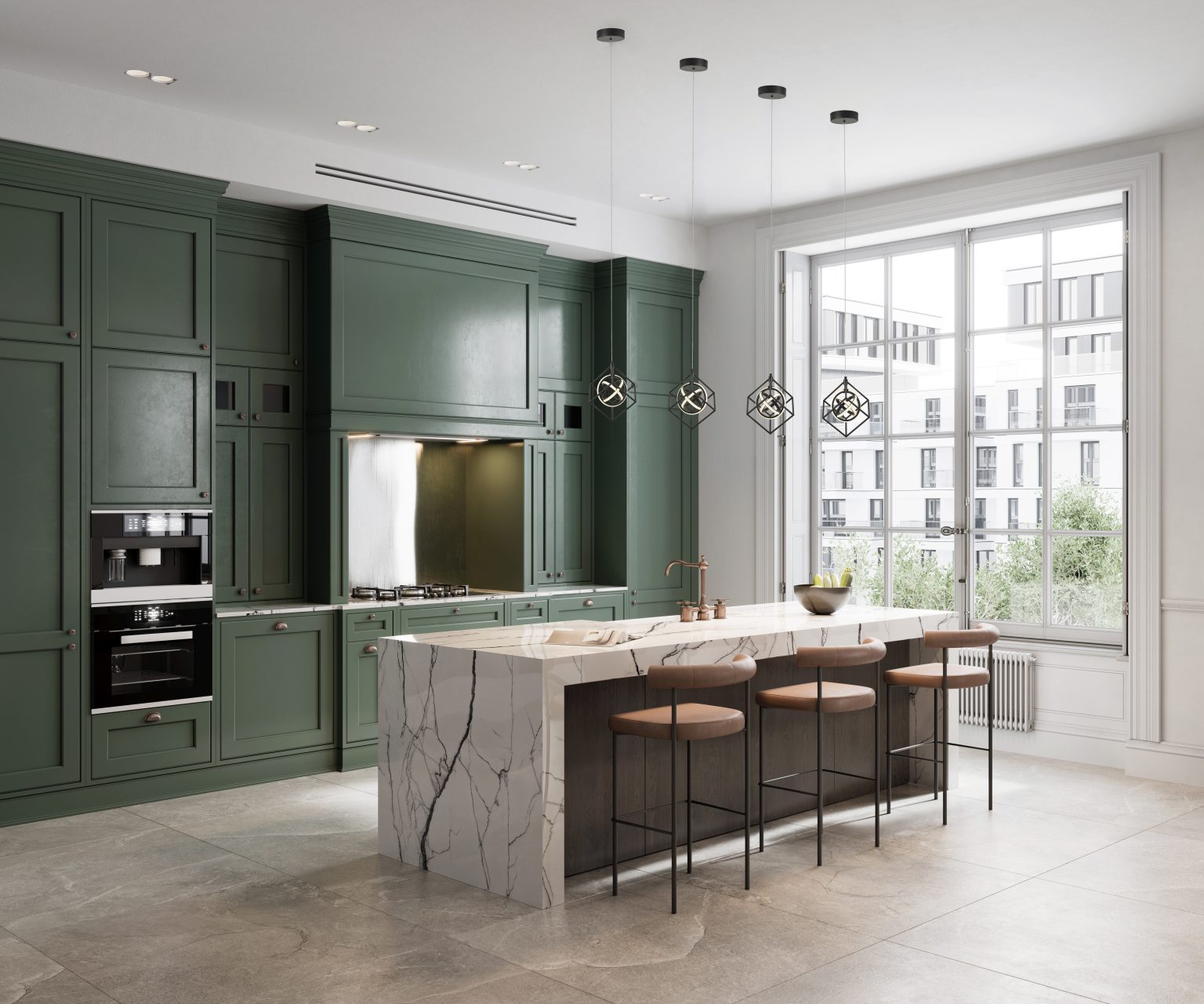 Suspension Artcraft collection tulip dans une cuisine moderne