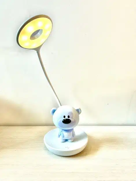 Lampe de bureau DEL ourson bleu pour chambre d'enfant