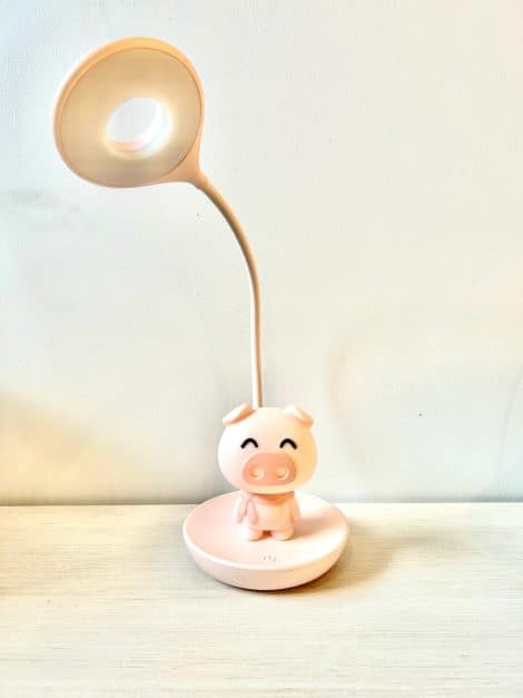 Lampe de bureau DEL cochon rose pour chambre d'enfant