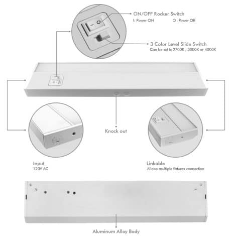 Linéaire sous armoire au DEL 32 pouces 3CCT - Série 1-27 - Luminaire Galarneau - UCL1004-32- LED3CCTW – Image 2